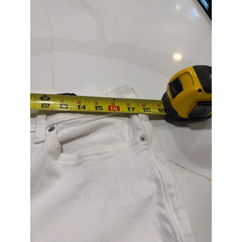 J. Crew Men's Slim Straight Fit 33W 32L White Jeans Denim Pants Cotton Stretch